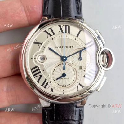 Swiss Replica Cartier Ballon Bleu Chronograph White Dial Watch 44mm